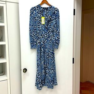 Karen Millen blue leopard print midi dress